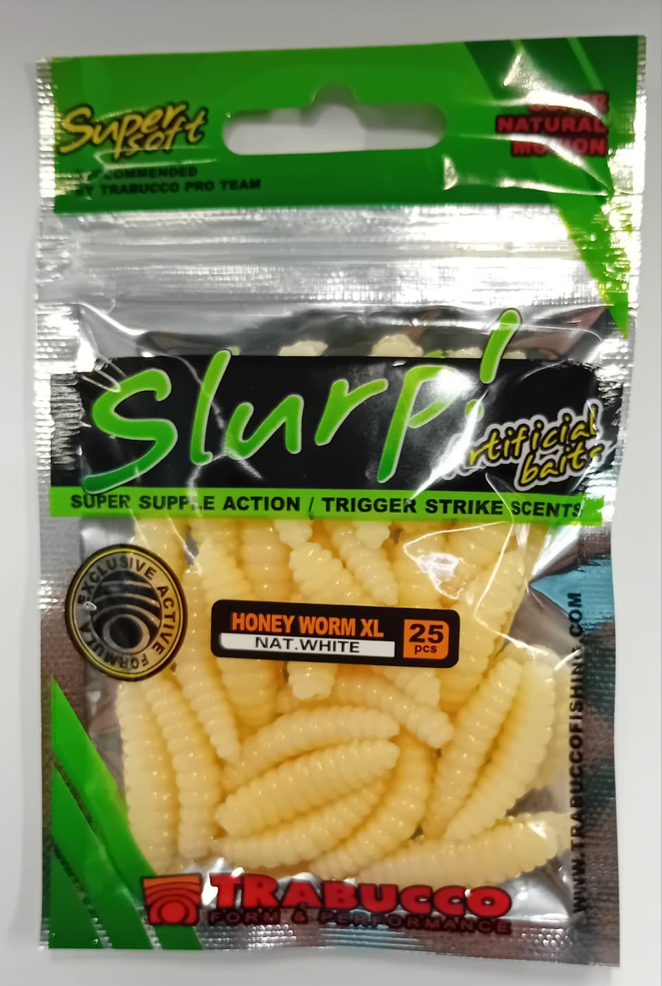 SLURP BAIT HONEY WORM XL NATURAL WHITE 25pcs