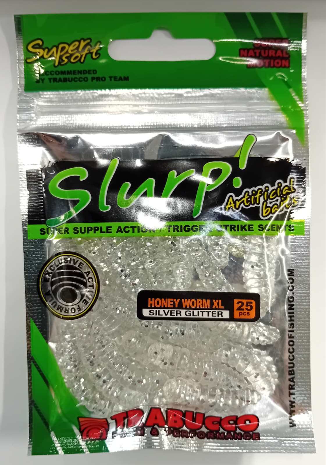 SLURP BAIT HONEY WORM XL SILVER GLITTER 25pcs