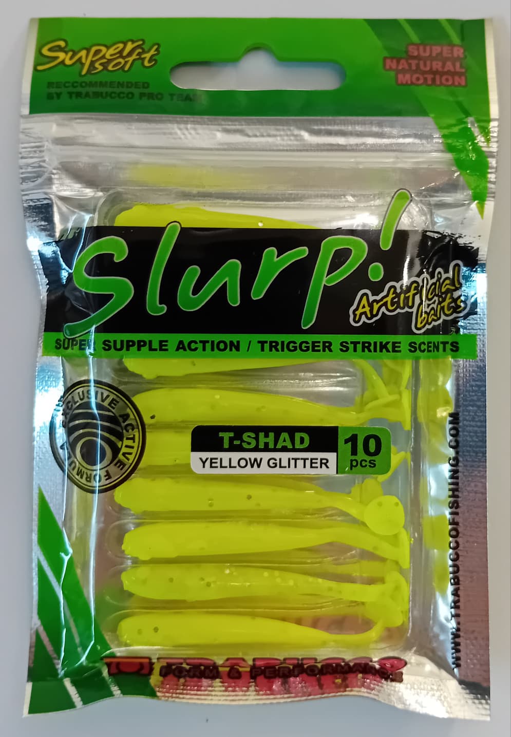 SLURP BAIT T-SHAD YELLOW GLITTER 10pcs
