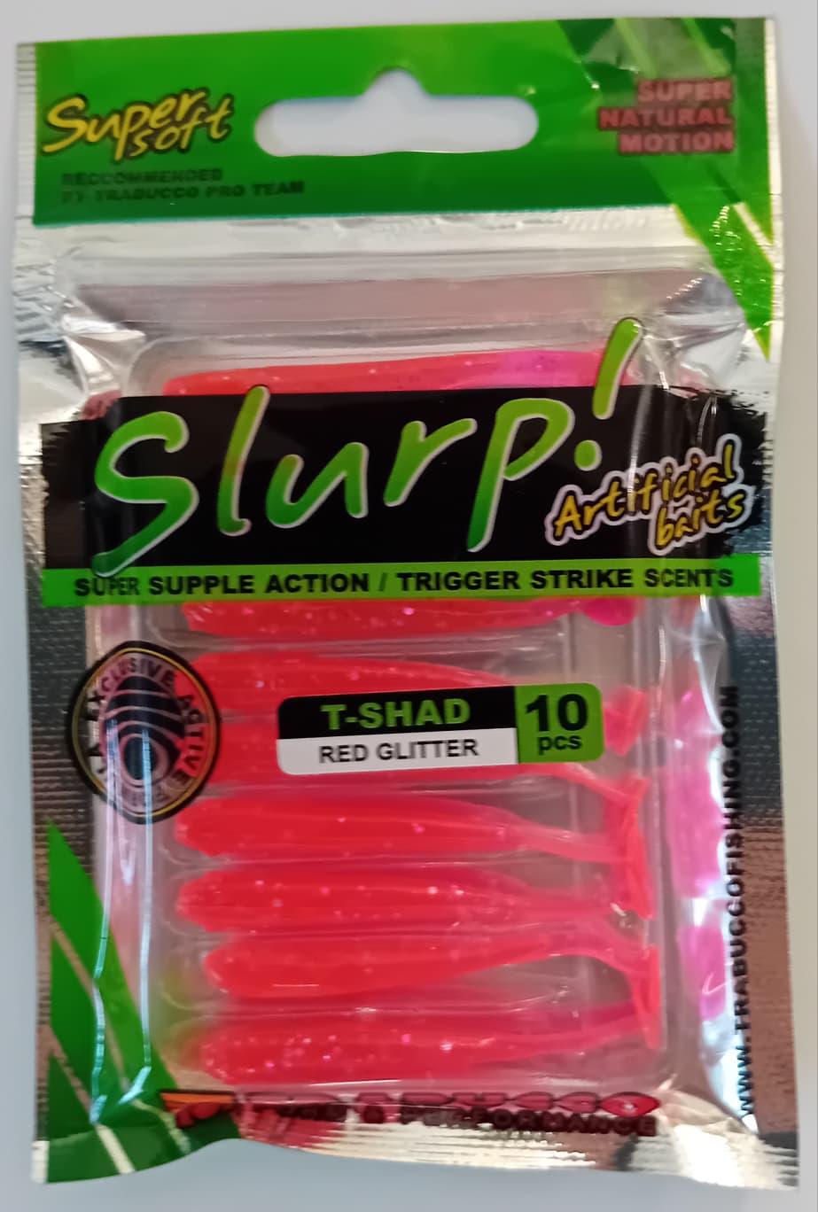 SLURP BAIT T-SHAD RED GLITTER 10pcs