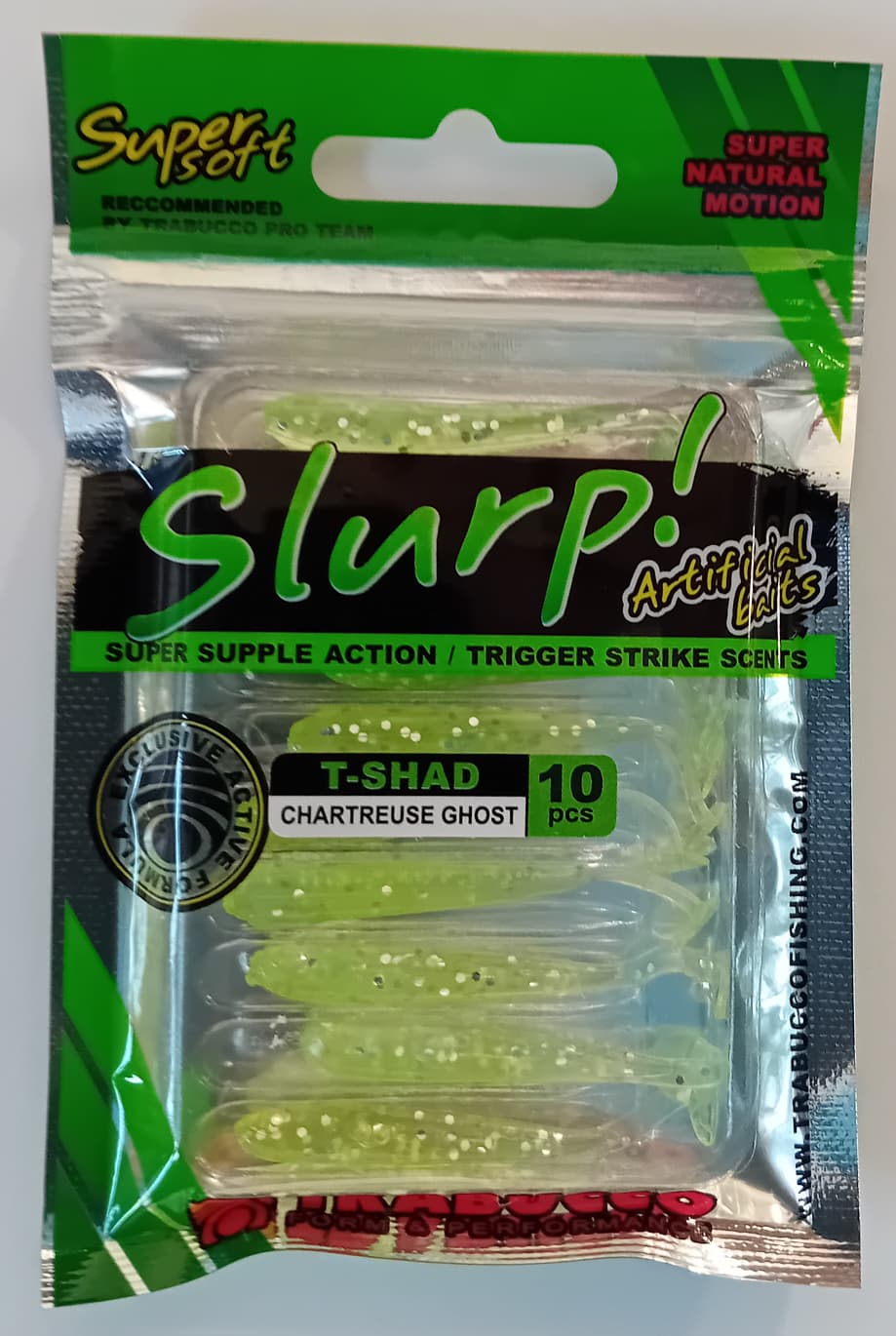 SLURP BAIT T-SHAD CHARTREUSE GHOST 10pcs