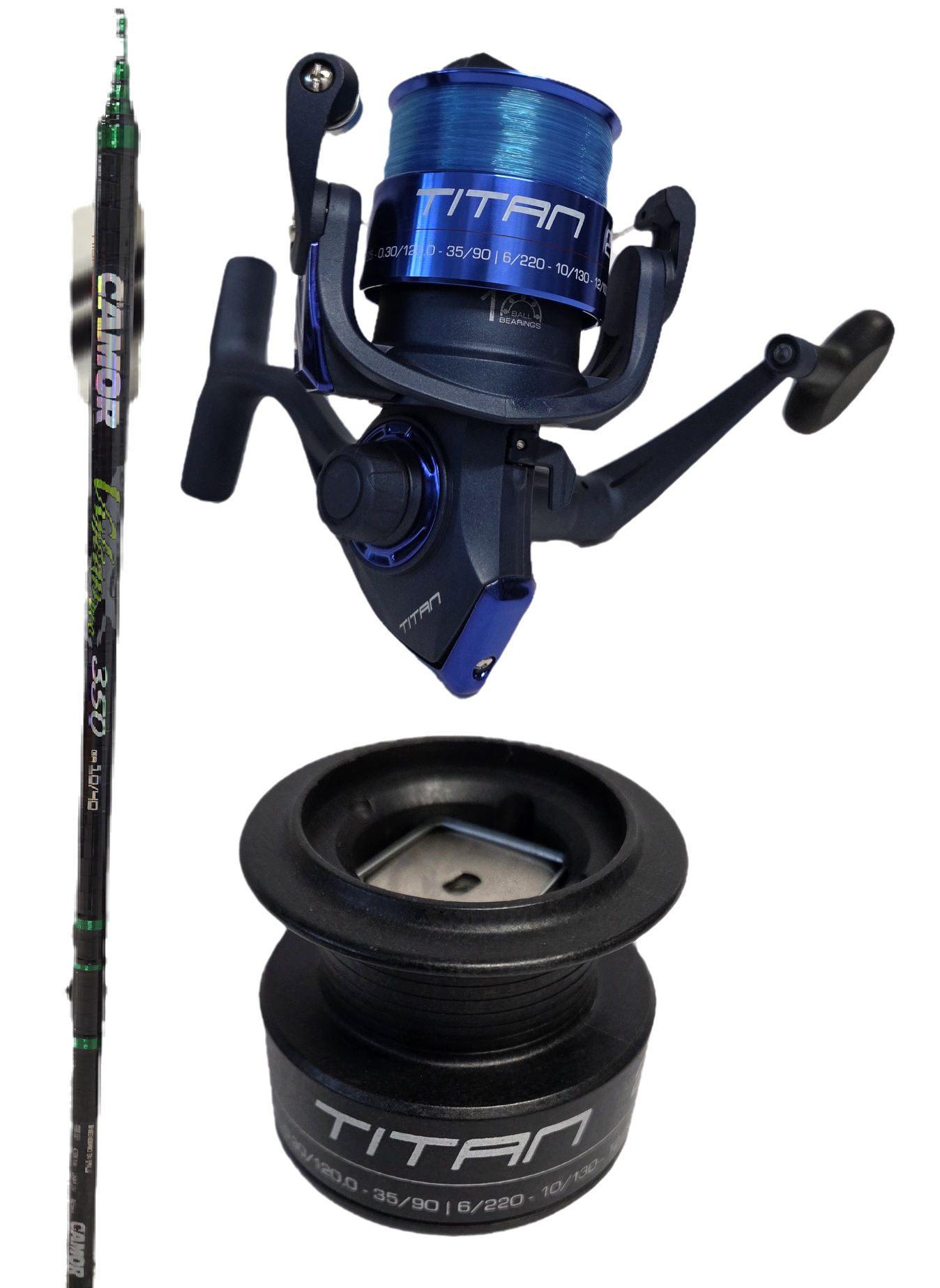 Canna Vulcan Pro 3.50 mt 10/40 gr Mulinello Titan 2000 già imbobinato