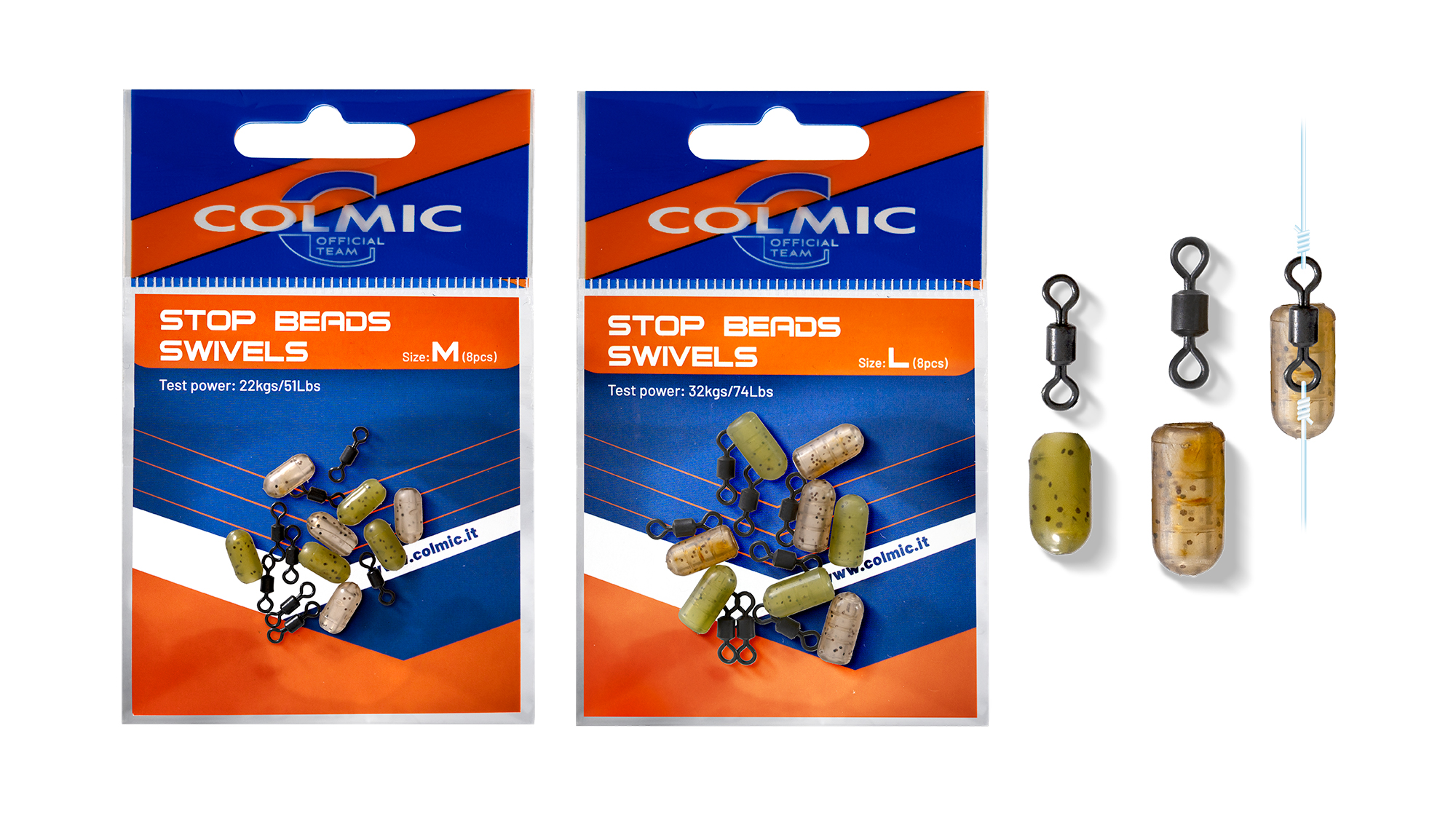 STOP BEADS SWIVELS (8pcs): SIZE M